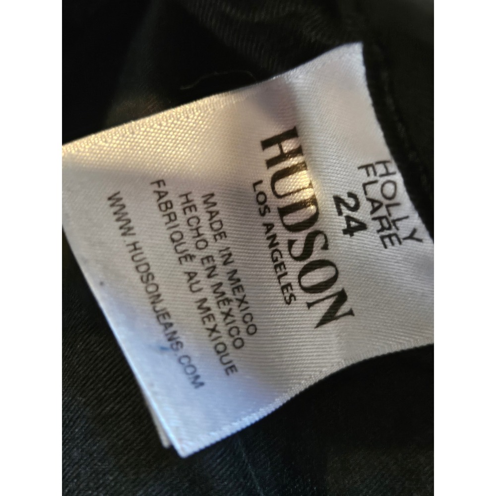 Hudson Holly High Rise Flare Jeans Dark Wash Black Raw Hem Size 24 Womens - Picture 4 of 5
